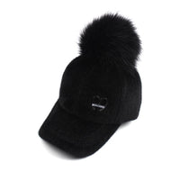 Fox Fur Suede Baseball Cap